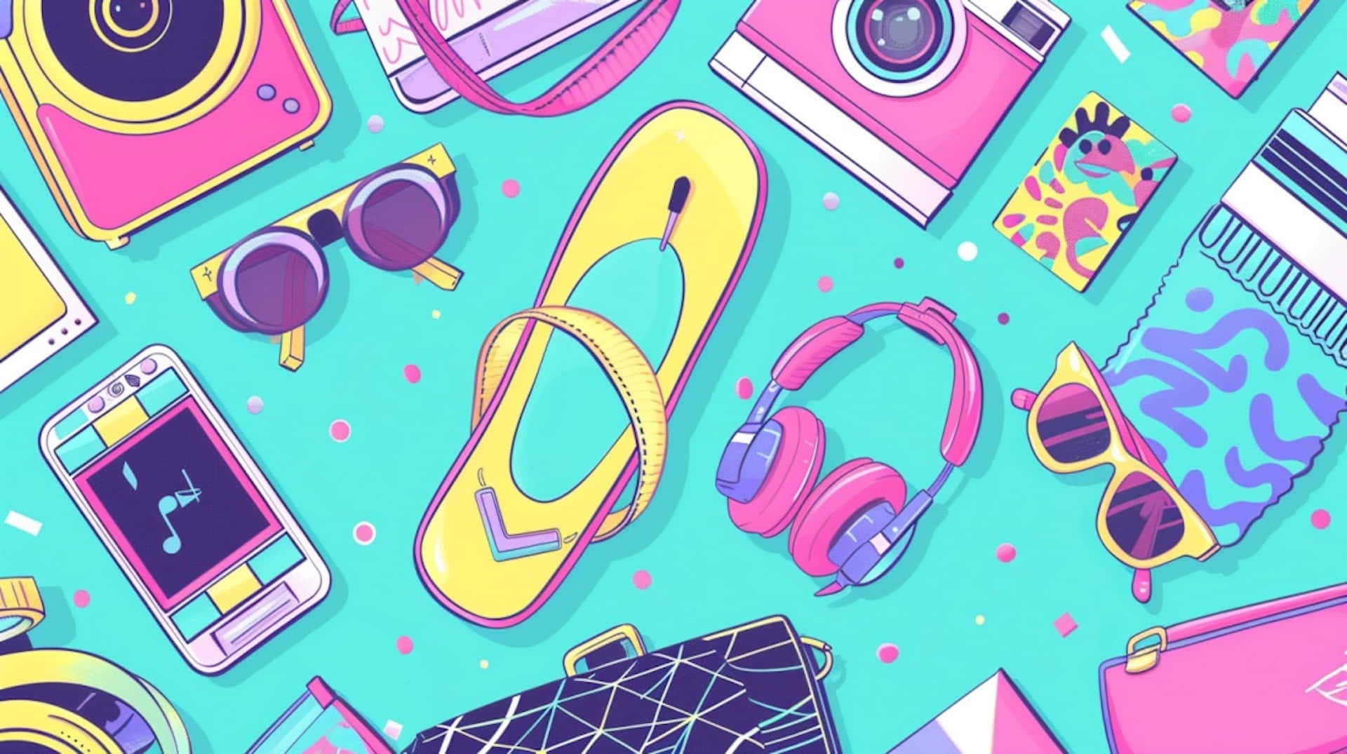 00s Aesthetic, retro tech, fashion items, Full HD Desktop Wallpaper