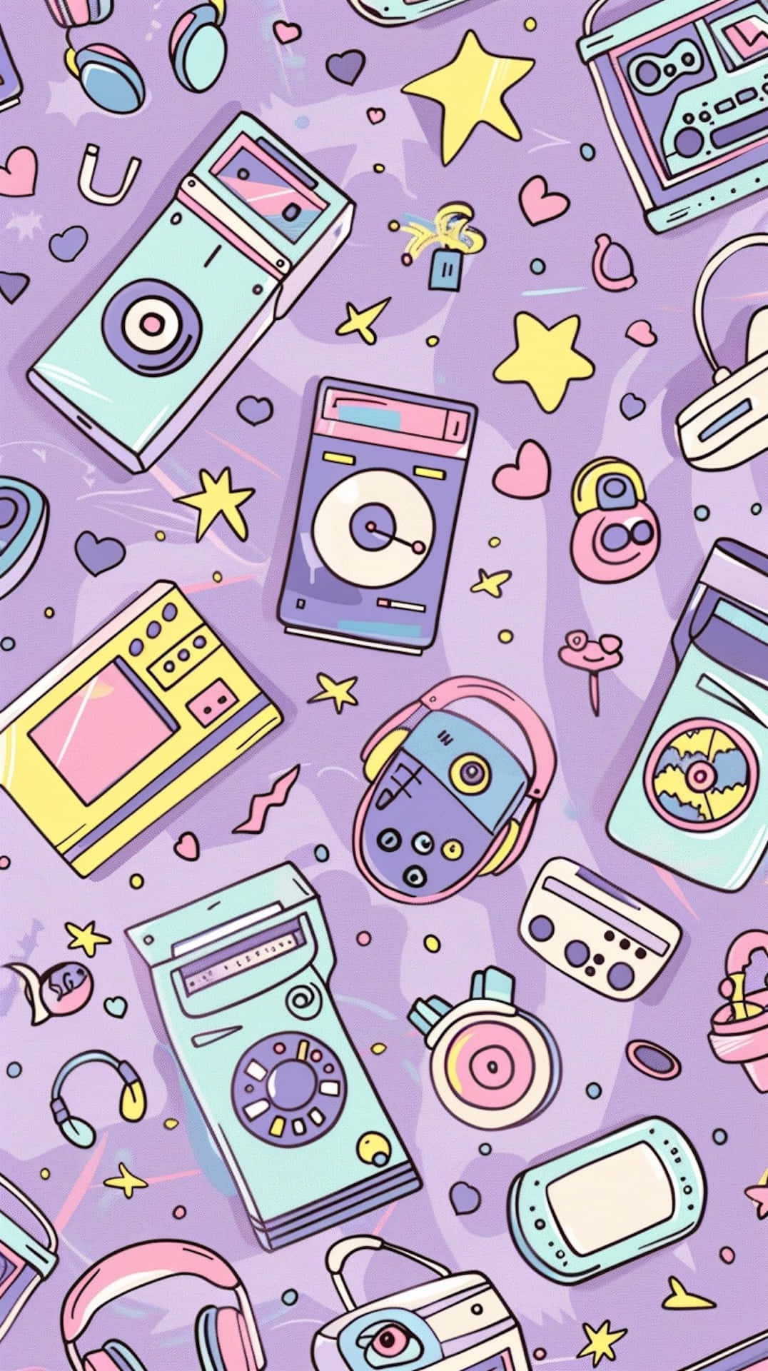 retro gaming consoles, headphones, stars, Full HD Phone Wallpaper