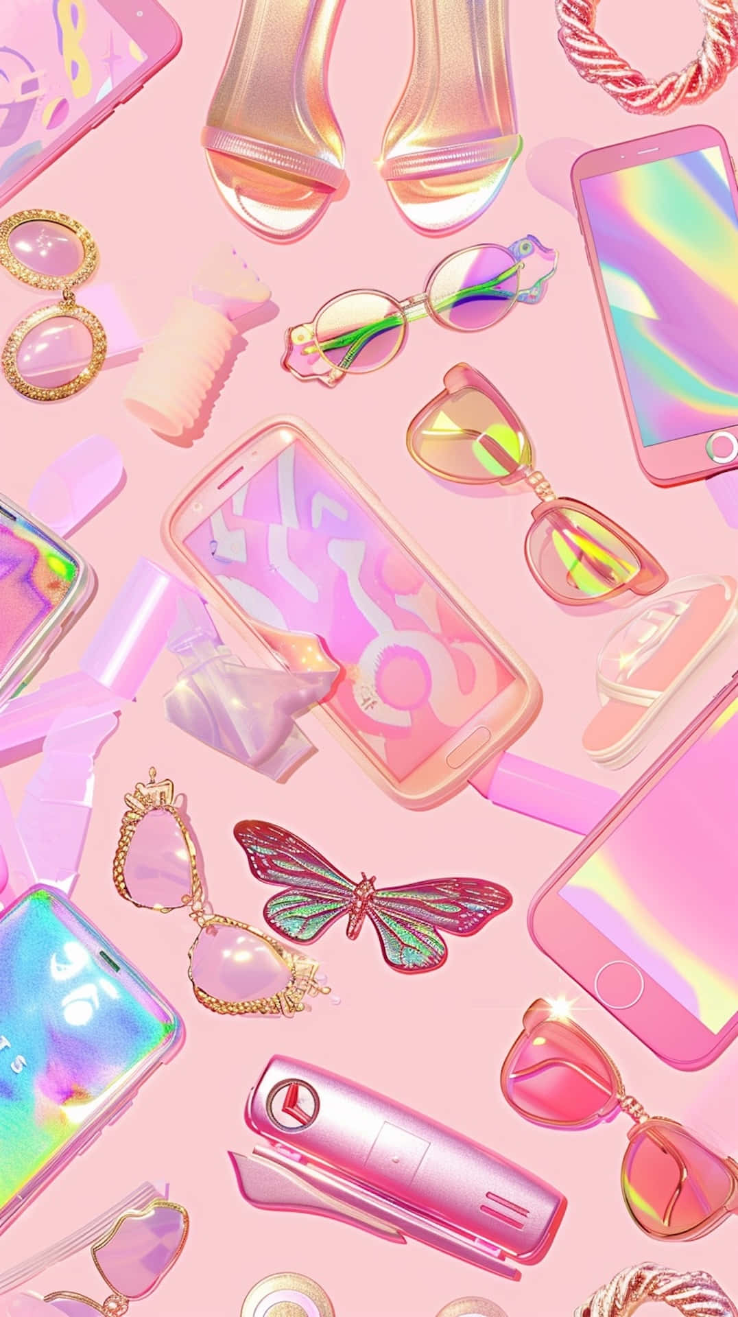 holographic phones, sunglasses, heels, Full HD Phone Wallpaper