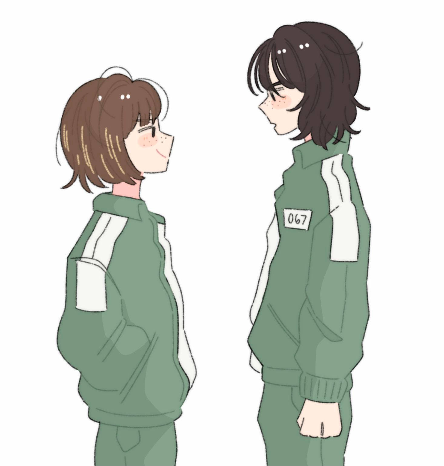Player 240, 067 Squid Game, green tracksuits with white stripes, HD Phone Wallpaper