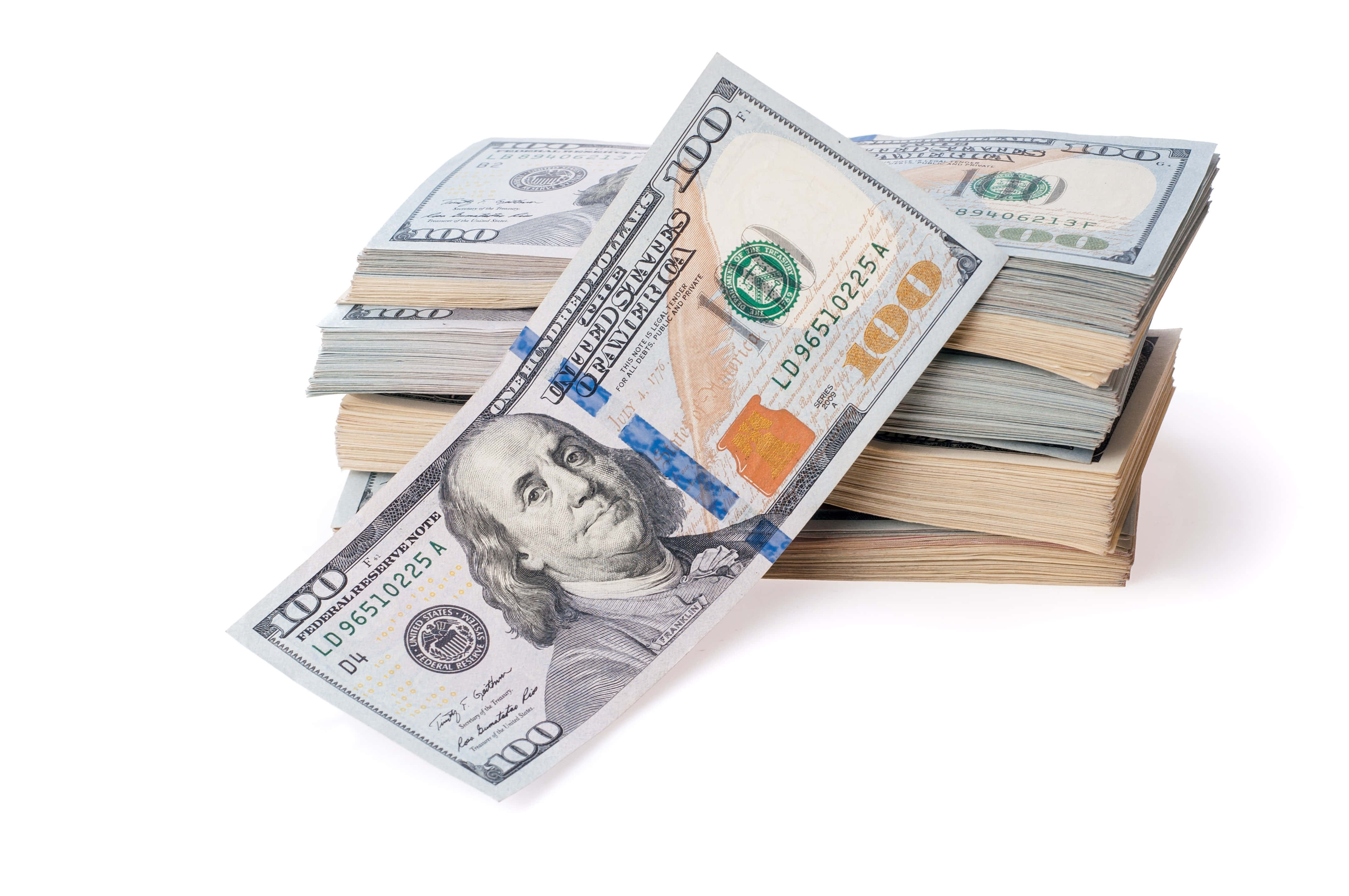 100 Dollar Bill, crisp hundred-dollar bills, stacks, 4K Desktop Wallpaper