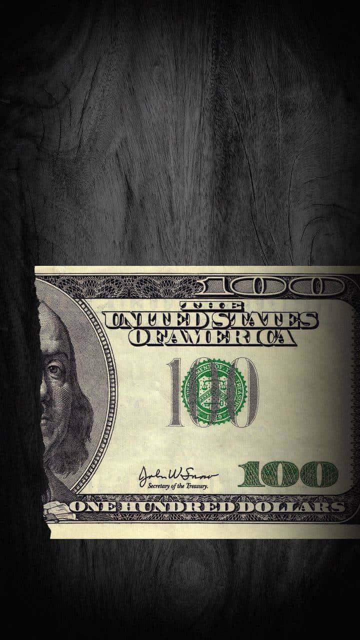 100 Dollar Bill, dark textured wooden surface, dramatic lighting, HD Phone Wallpaper