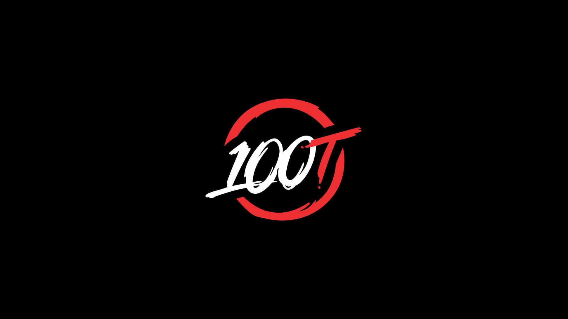 100T, red brushstroke circle, solid black background, Full HD Desktop Wallpaper