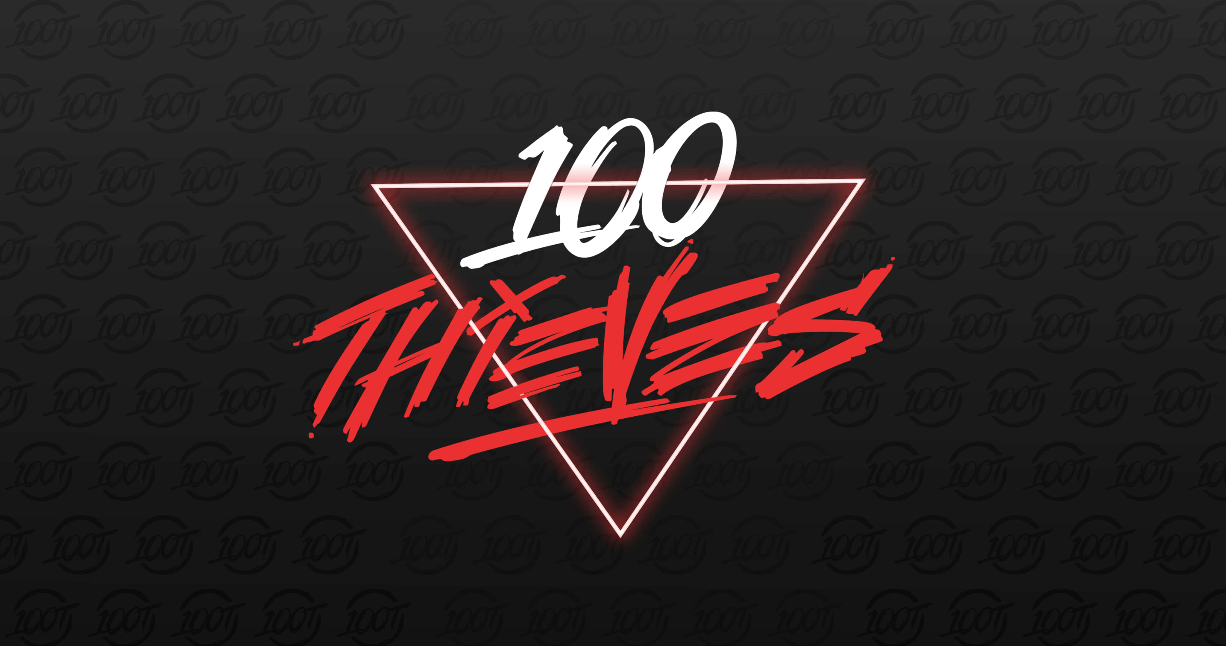 100 Thieves, neon triangle, red and white, 4K Desktop Wallpaper