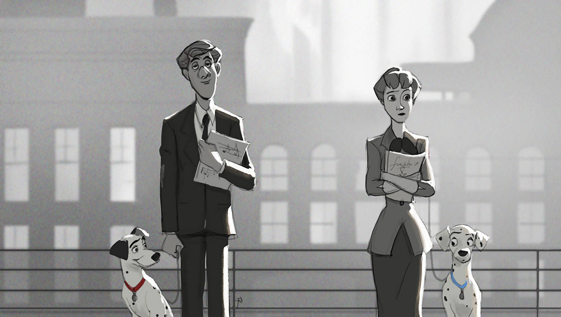 101 Dalmatians, dalmatians, rooftop, Full HD Desktop Wallpaper