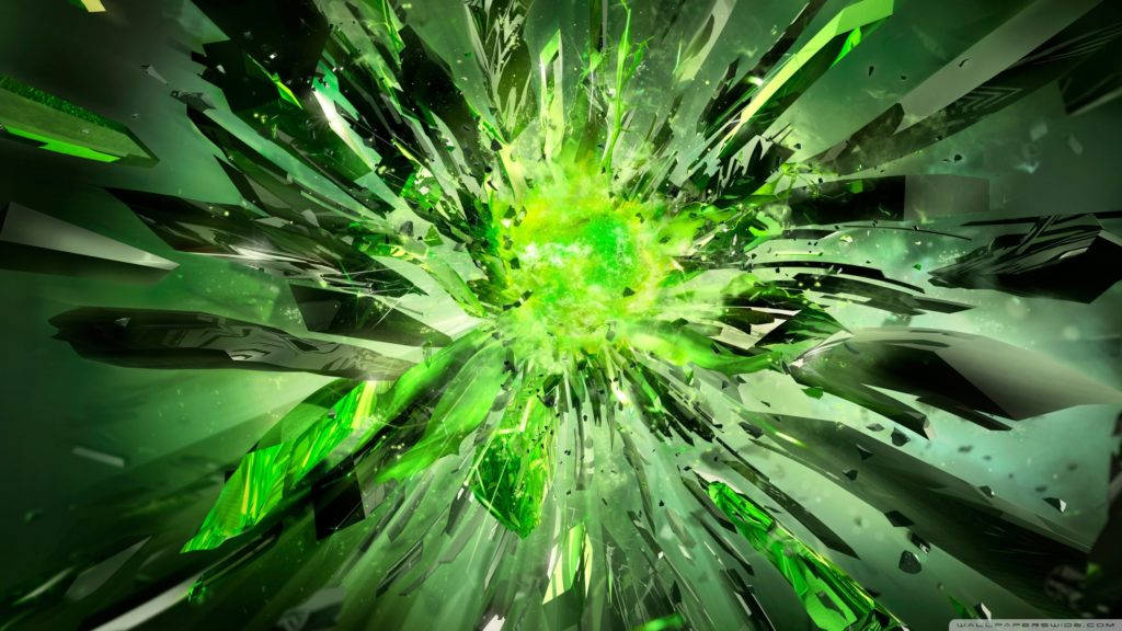 green glass particles, 1024x576, vibrant green energy explosion, SD Desktop Wallpaper