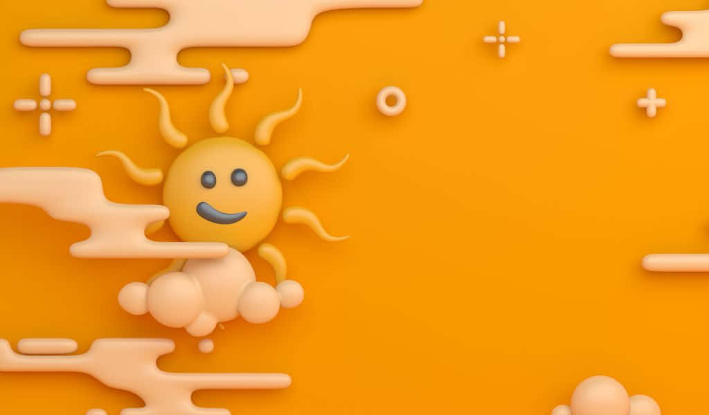 1024x600, 3d-rendered sun, smiling face, SD Desktop Wallpaper