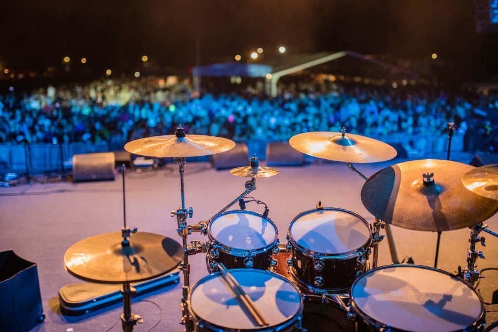1024x682, drum set, blue stage lights, SD Desktop Wallpaper