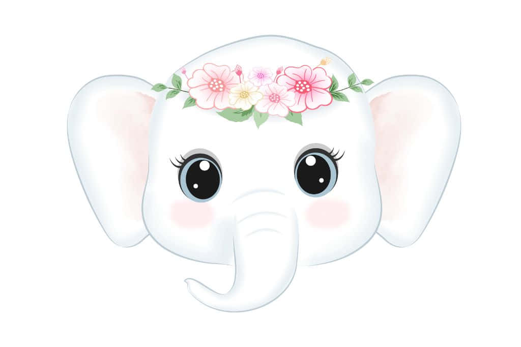 1024x682, white cartoon elephant, big eyes, SD Desktop Wallpaper