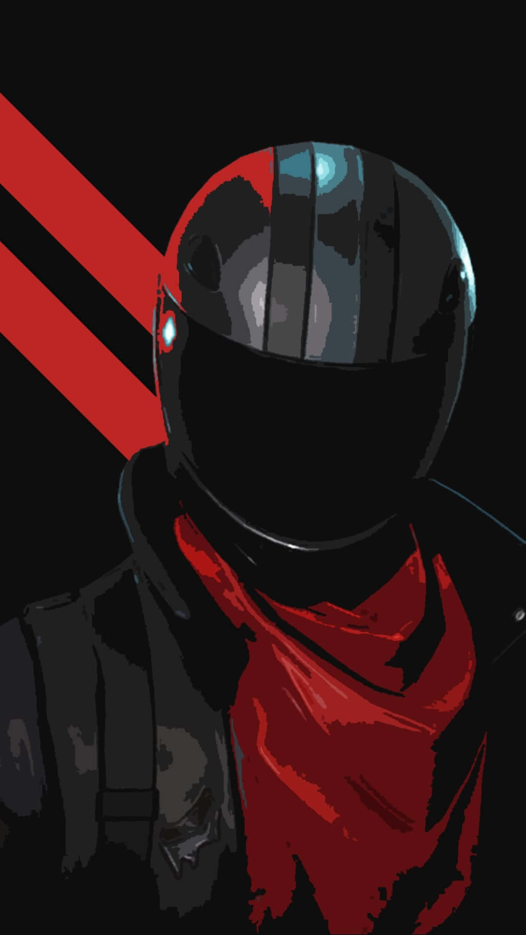 Fortnite Phone, black racing helmet, red scarf, Full HD Phone Wallpaper