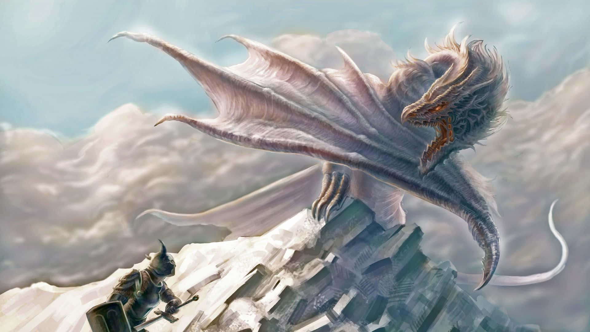 1080p dragon, lone knight, dark armor, Full HD Desktop Wallpaper