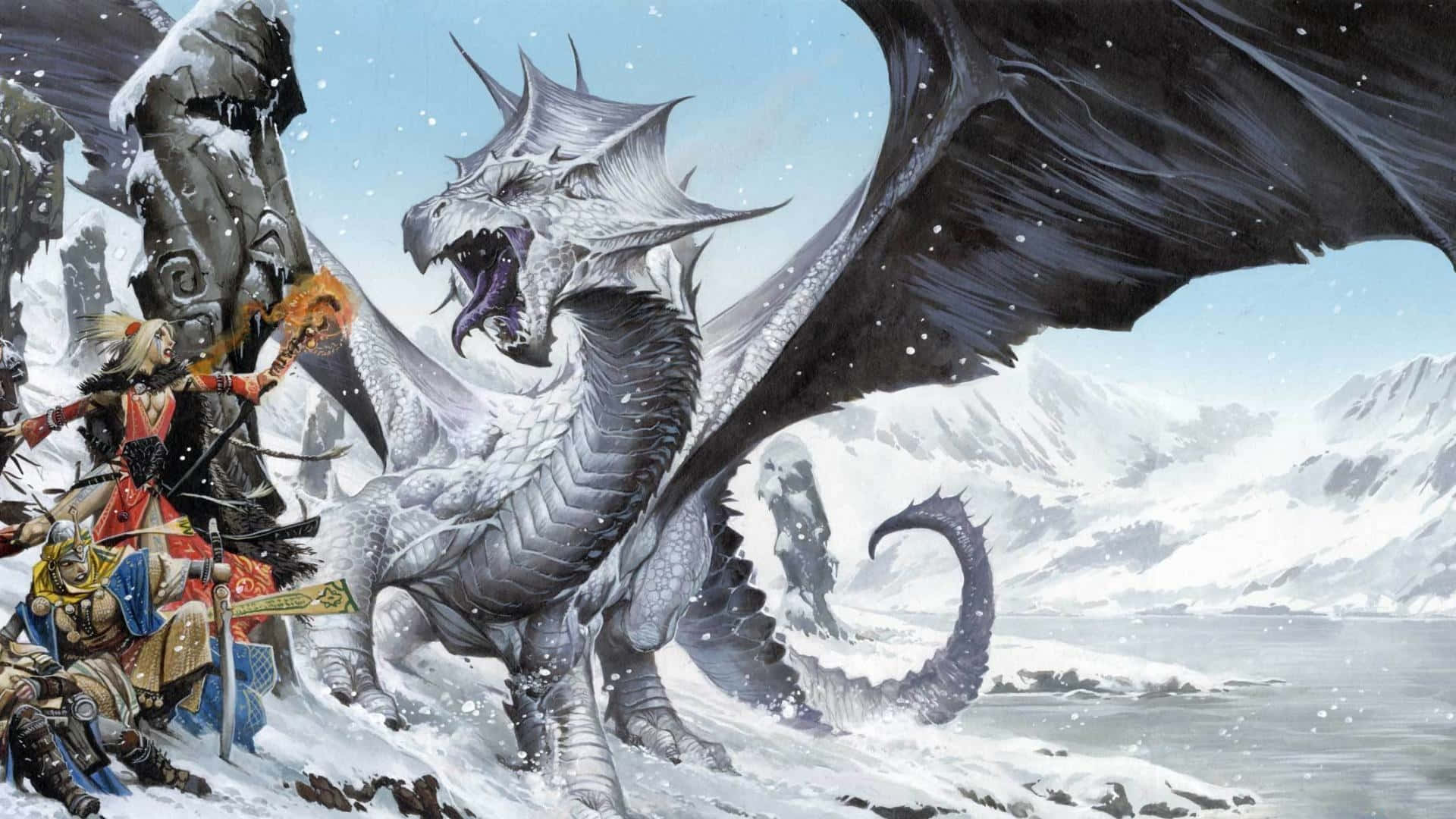 silver dragon, knight, warrior, Full HD Desktop Wallpaper