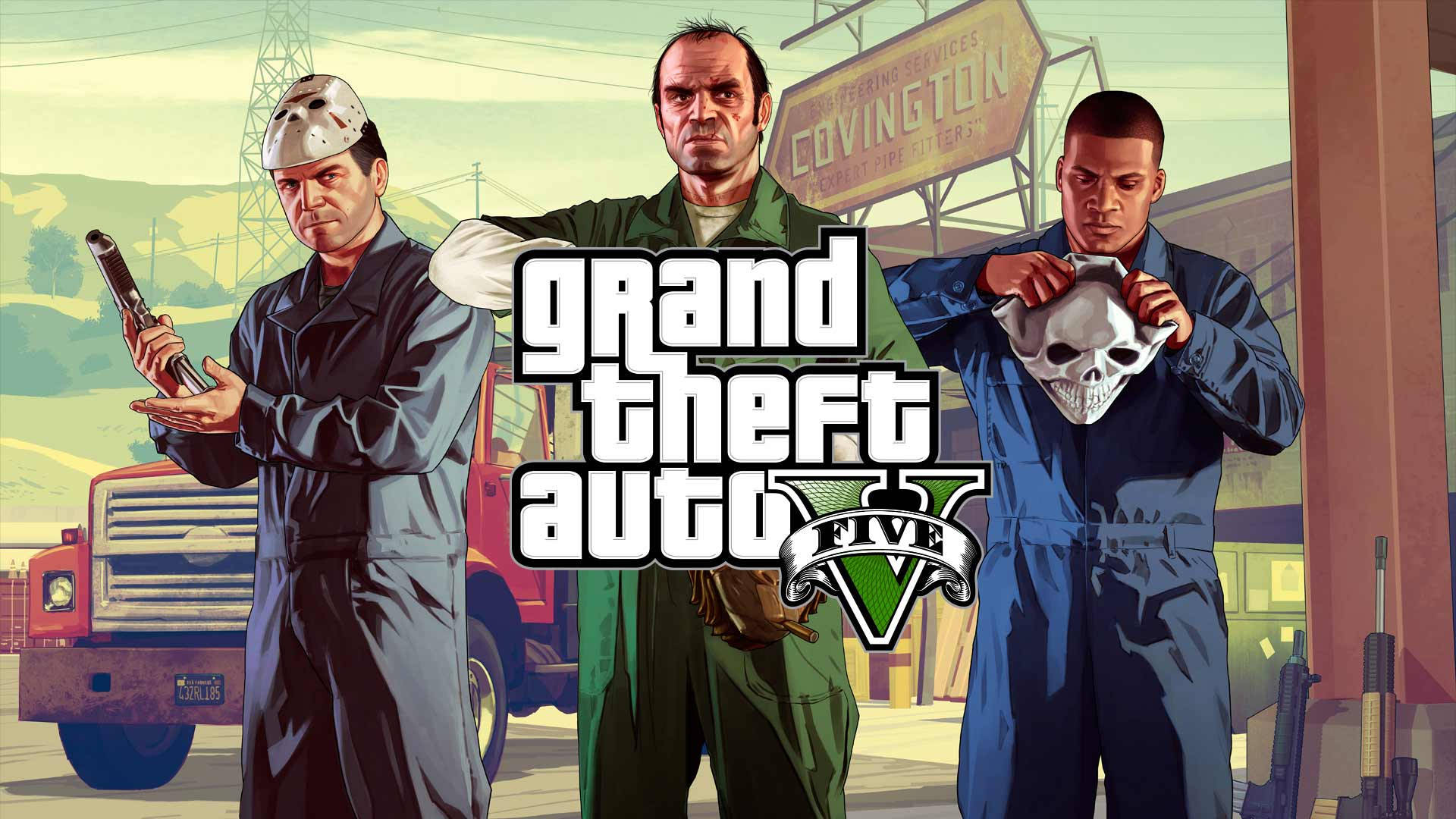GTA 5, heist, industrial yard, Full HD Desktop Wallpaper