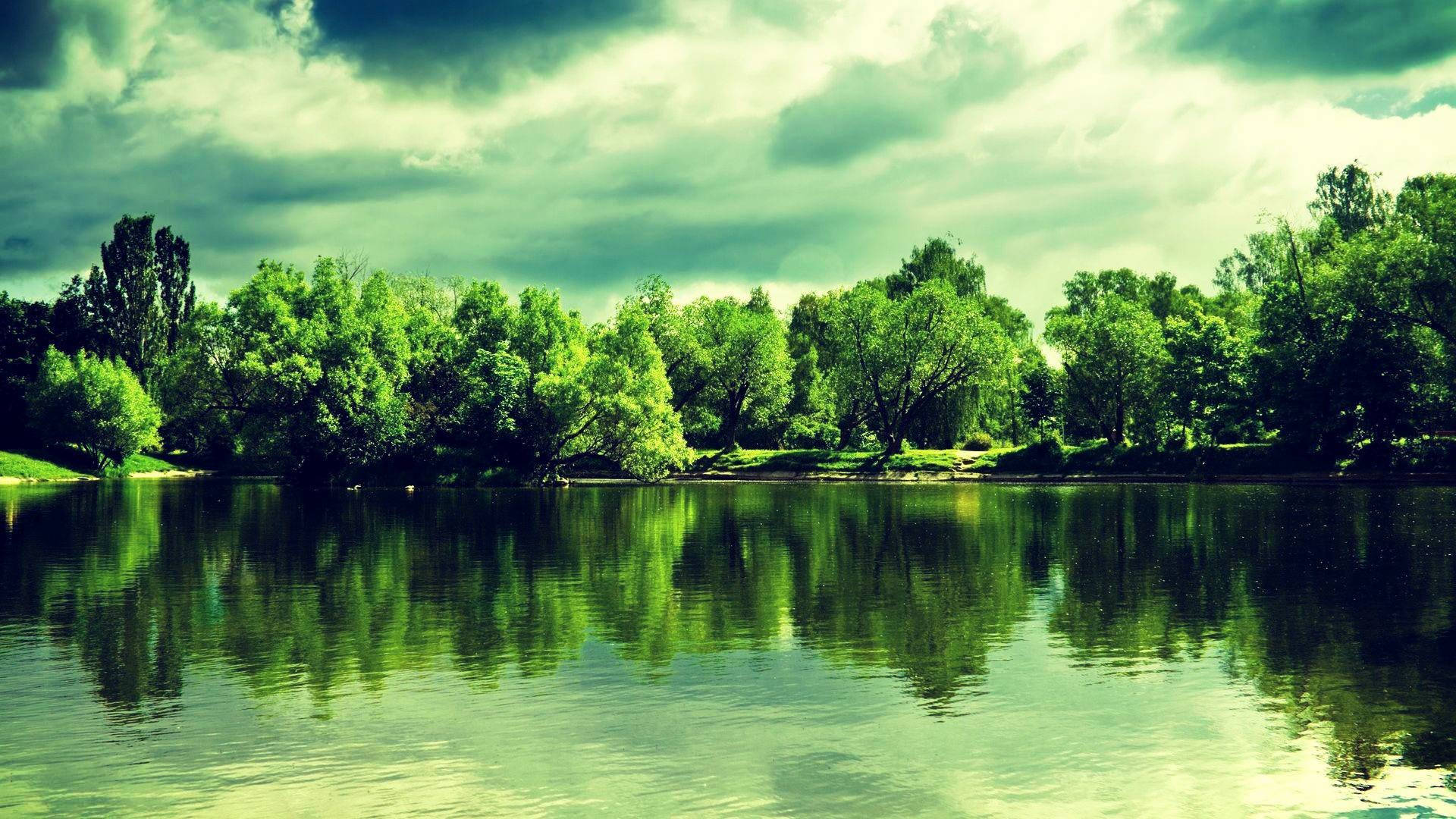 green lush lake, 1080p HD Desktop, teal, Full HD Desktop Wallpaper