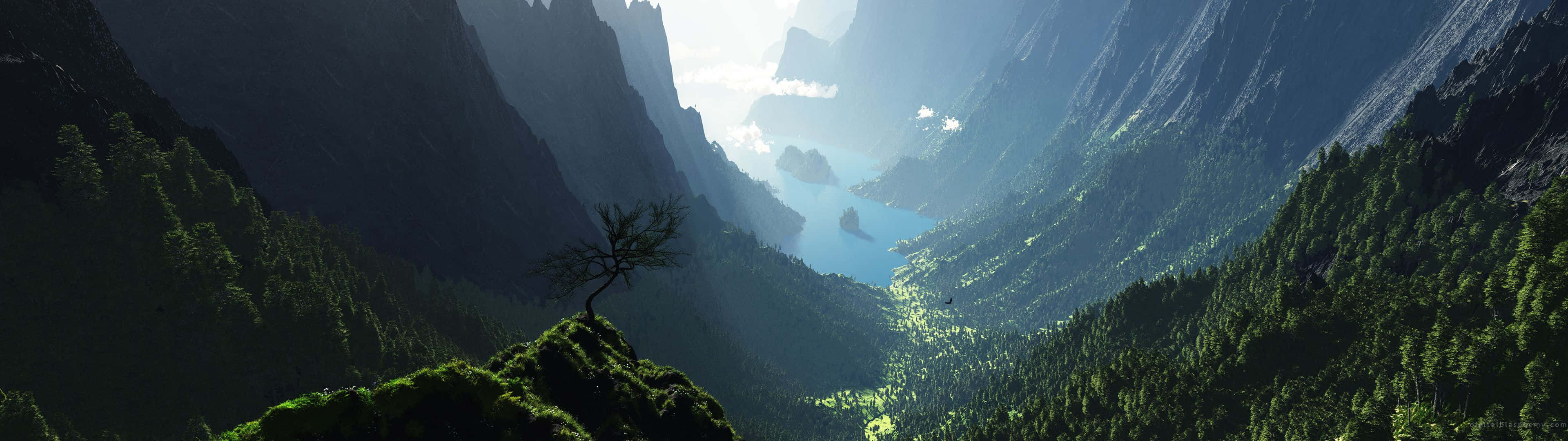 3840 x 1080, gaming, lone tree, 4K Desktop Wallpaper