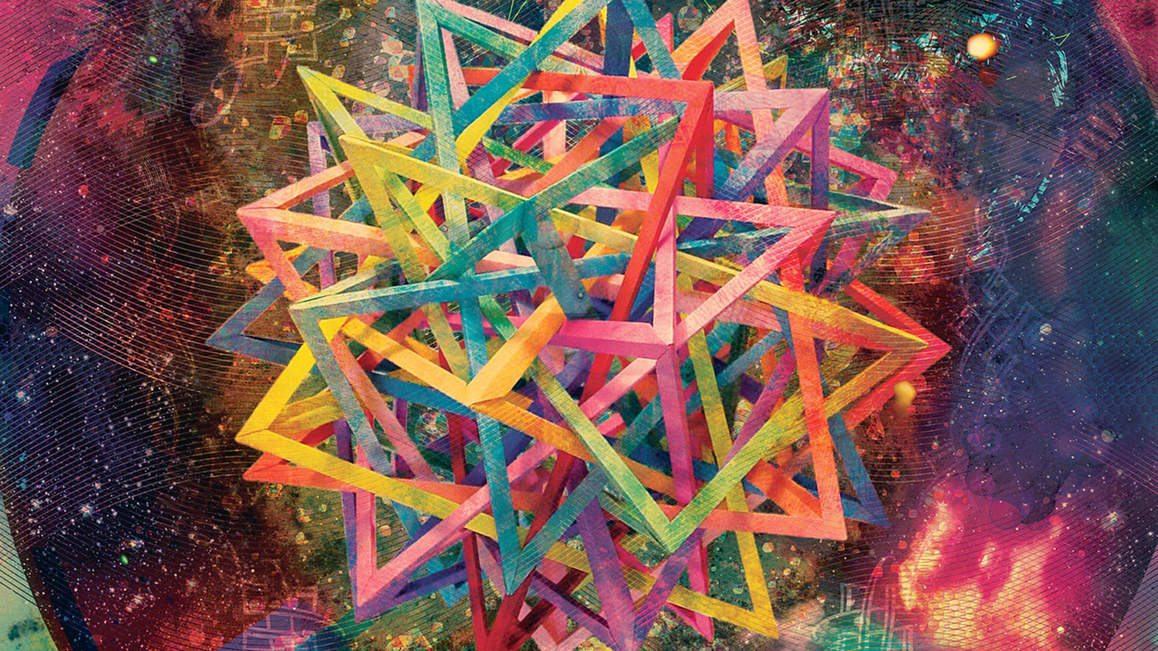 OLED 4K HDR, geometric star frames, cosmic swirl, 4K Desktop Wallpaper