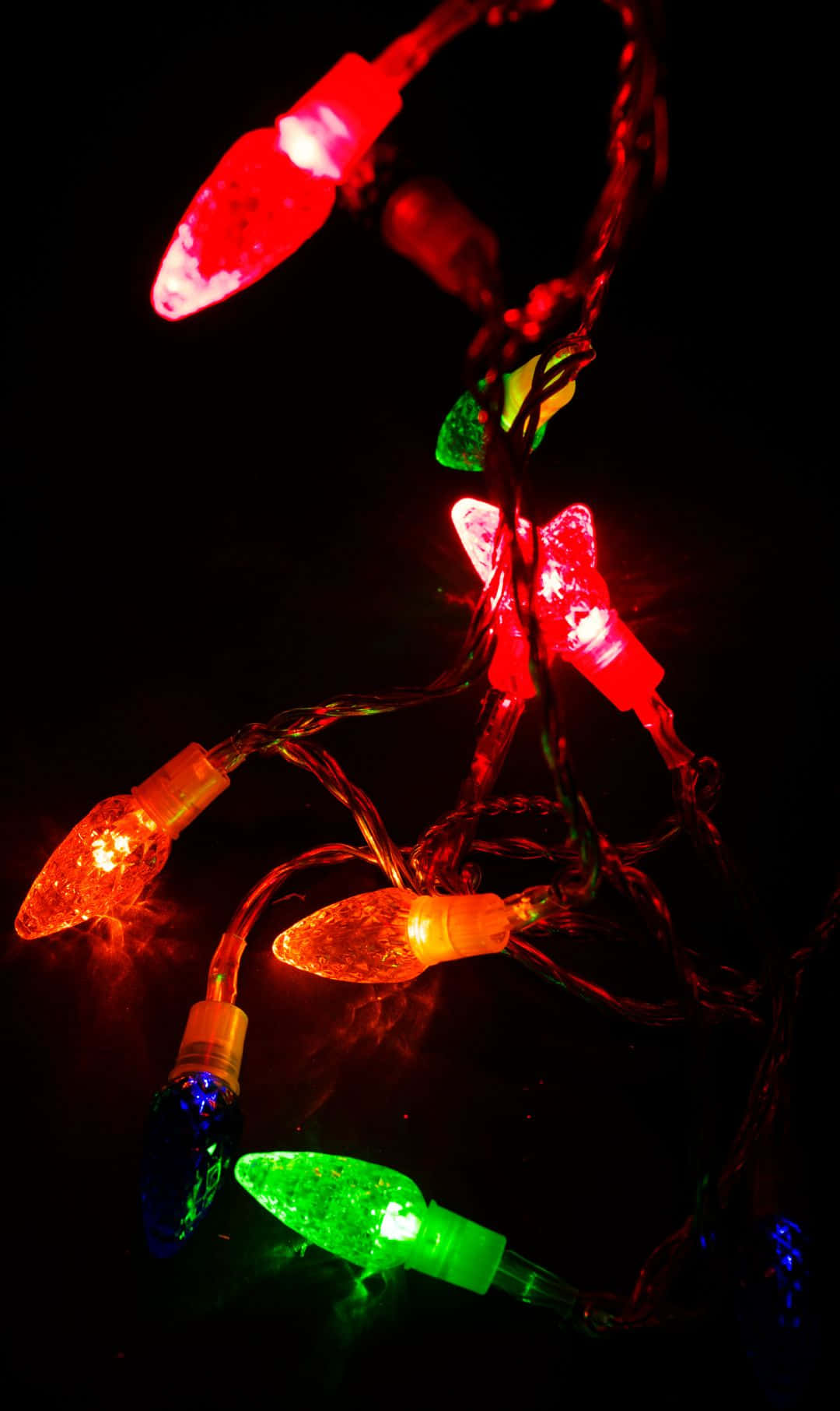 multi colored christmas lights, red orange green and blue, black background, HD Phone Wallpaper