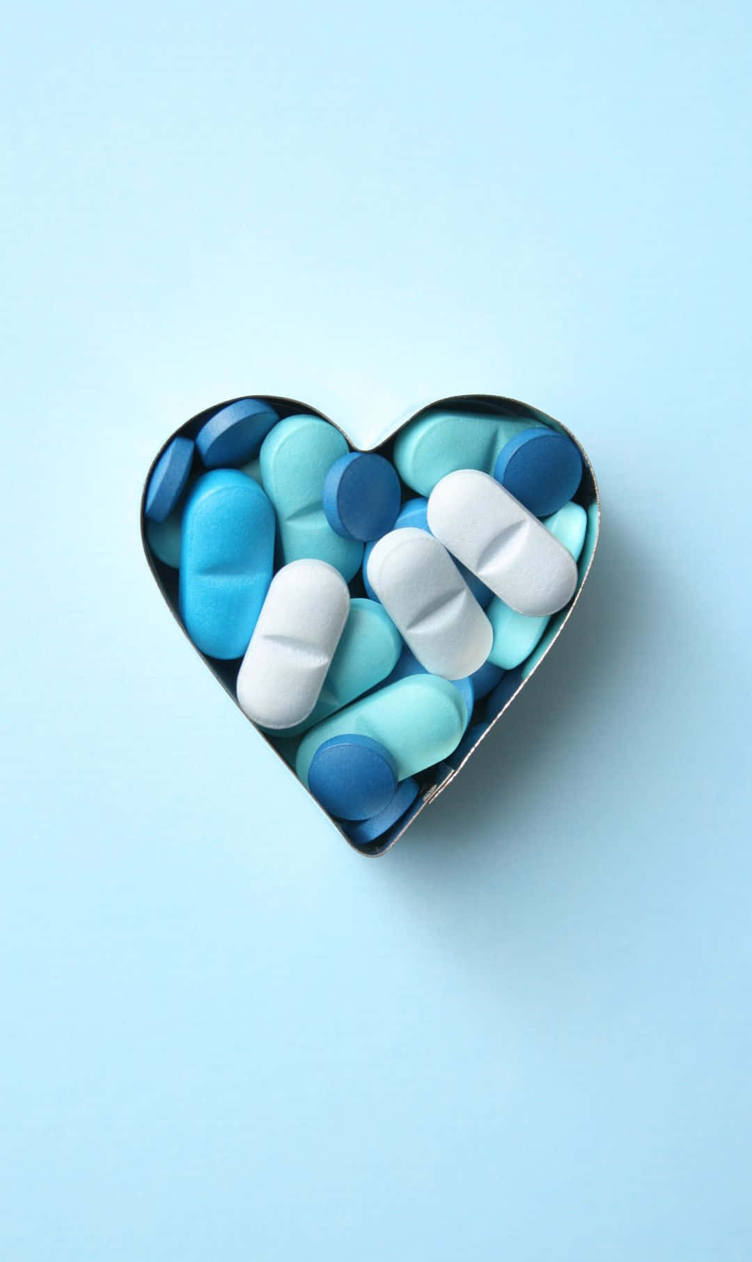 1080x1812, blue and white pills, heart-shaped tin, HD Phone Wallpaper