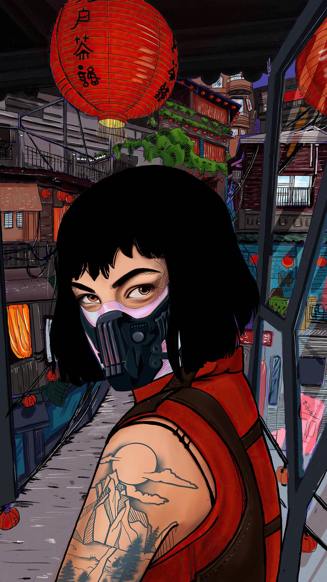 Money Heist, masked woman, mountain tattoo, Full HD Phone Wallpaper
