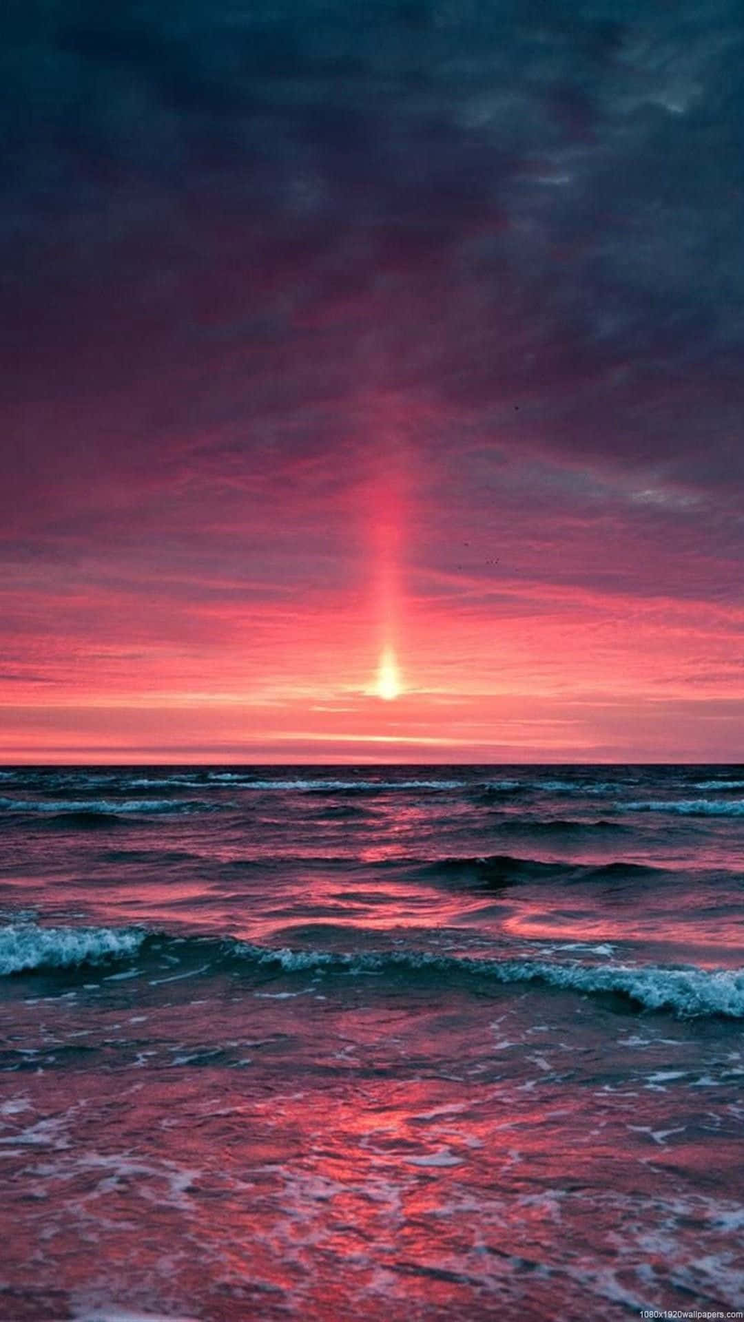 Sun's rays, sunset, ocean, Full HD Phone Wallpaper