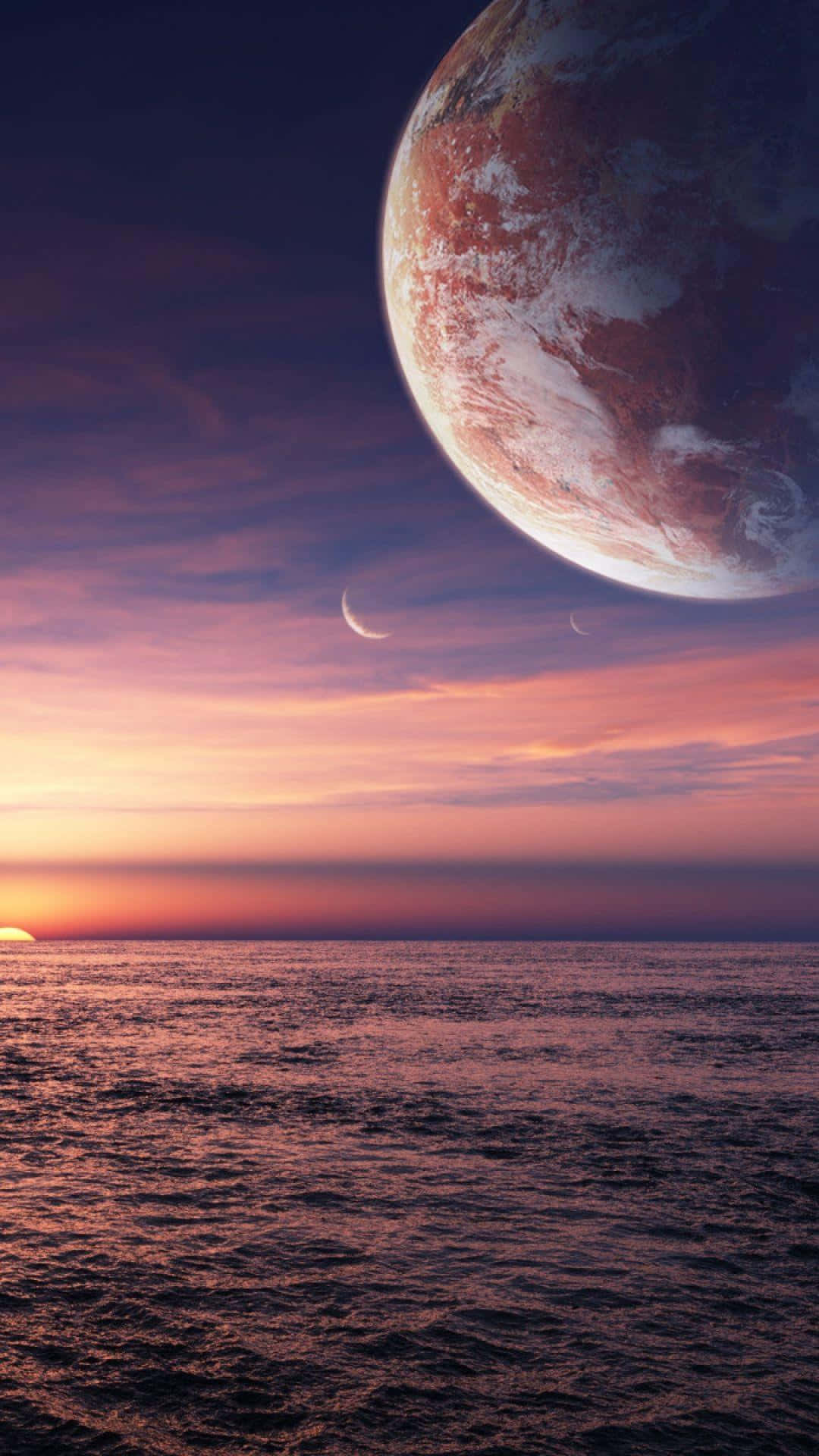1080x1920, surreal sunset, alien ocean, Full HD Phone Wallpaper