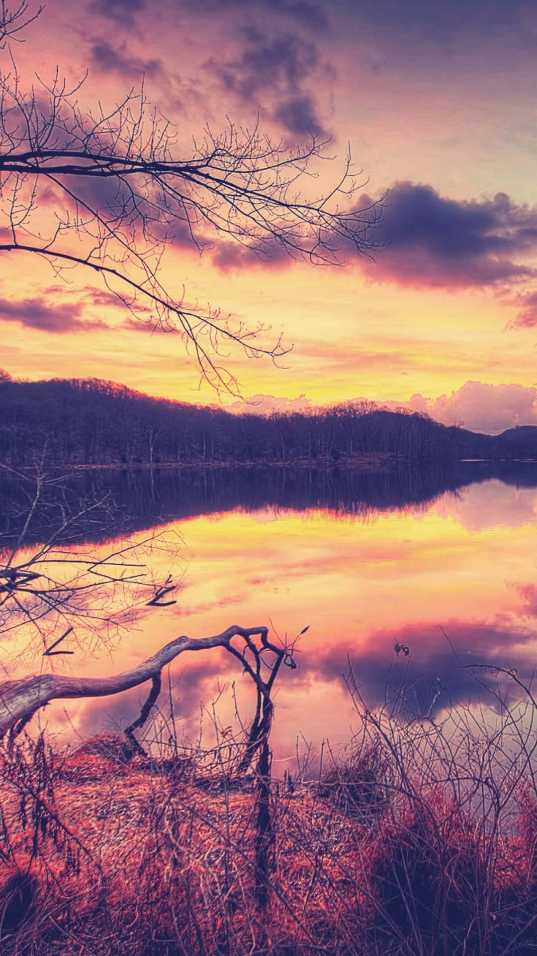 1080x1920, sunset, lake, Full HD Phone Wallpaper