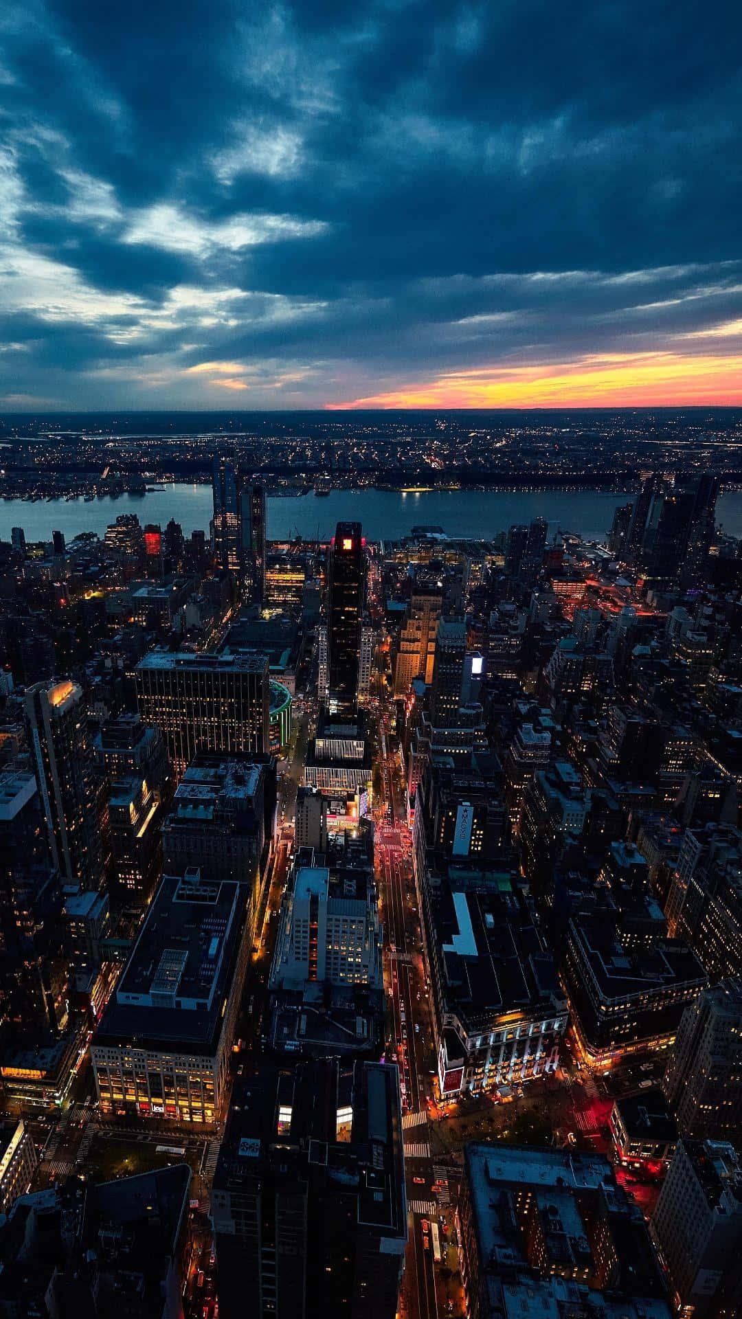 1080x1920, dusk, glowing skyscrapers, Full HD Phone Wallpaper