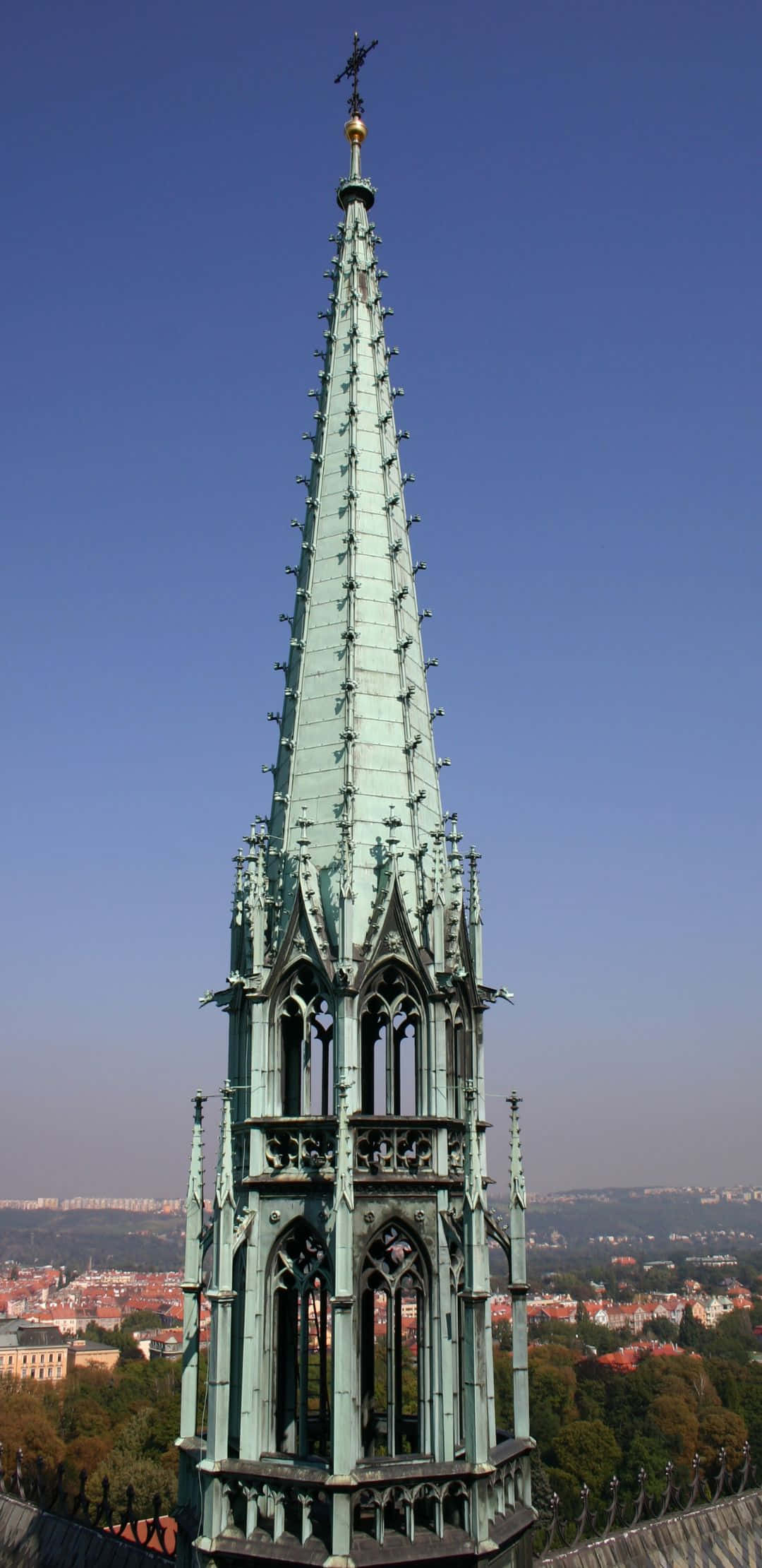 1080x2220, green copper spire, Gothic details, Full HD Phone Wallpaper
