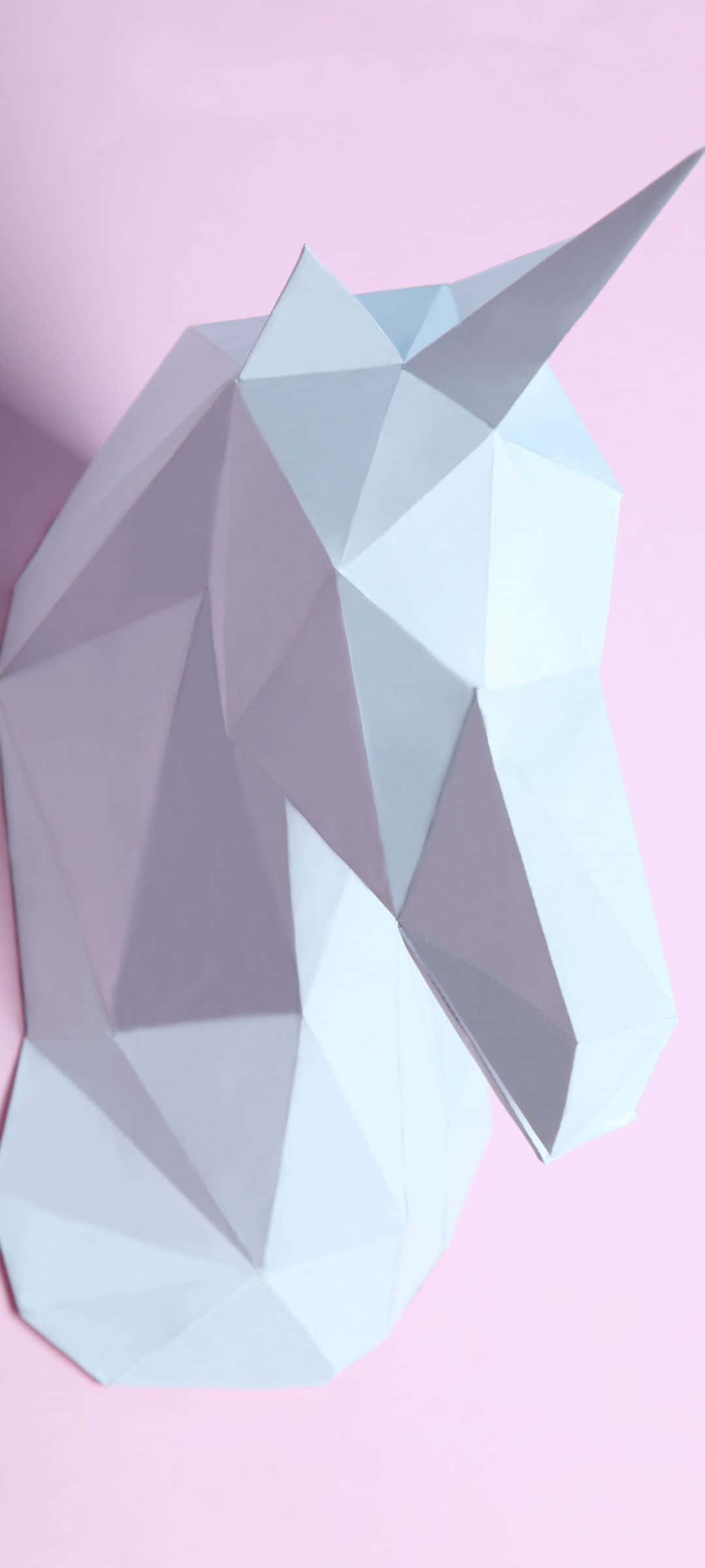 1080x2400, geometric paper-cut unicorn head, soft lavender, Full HD Phone Wallpaper