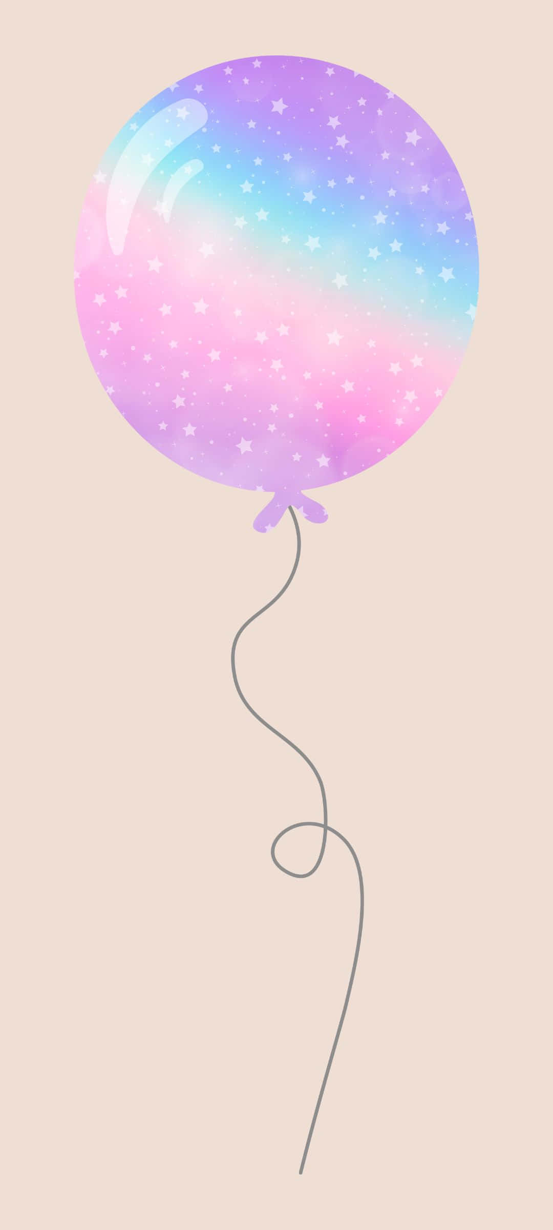 pastel gradient, balloon filled with stars, soft beige background, Full HD Phone Wallpaper
