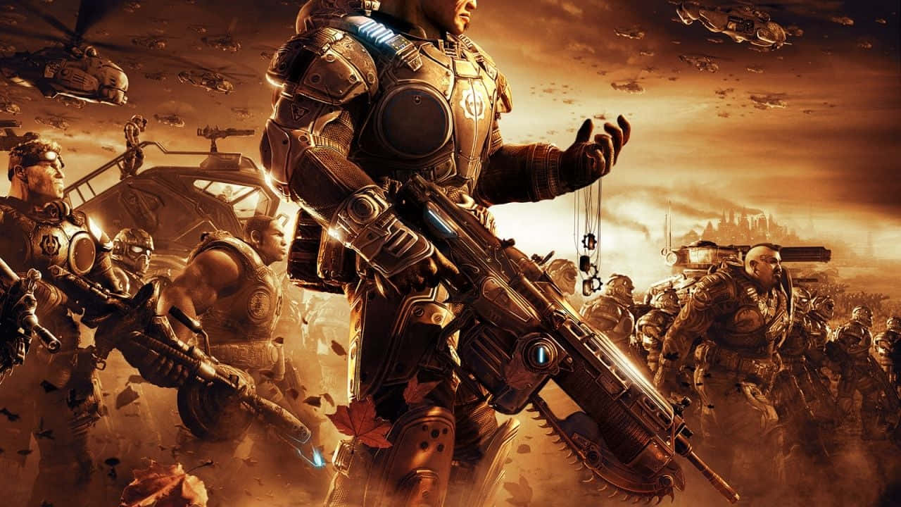 1280 X 720, fiery orange sky, dusty battlefield, HD Desktop Wallpaper