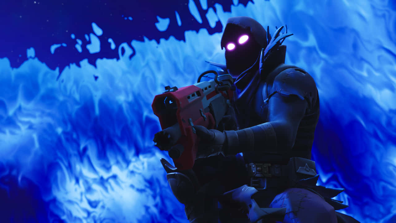 masked warrior, glowing eyes, red weapon, HD Desktop Wallpaper