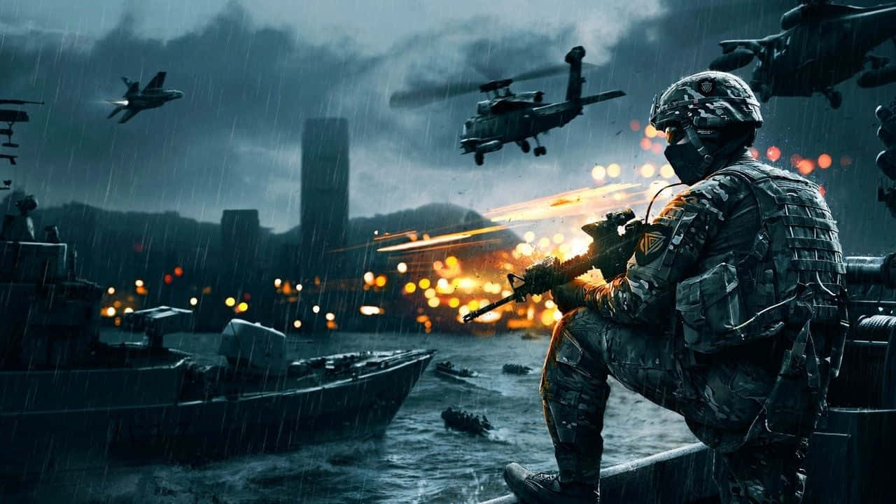 1280 x 720, soldier, full gear, HD Desktop Wallpaper