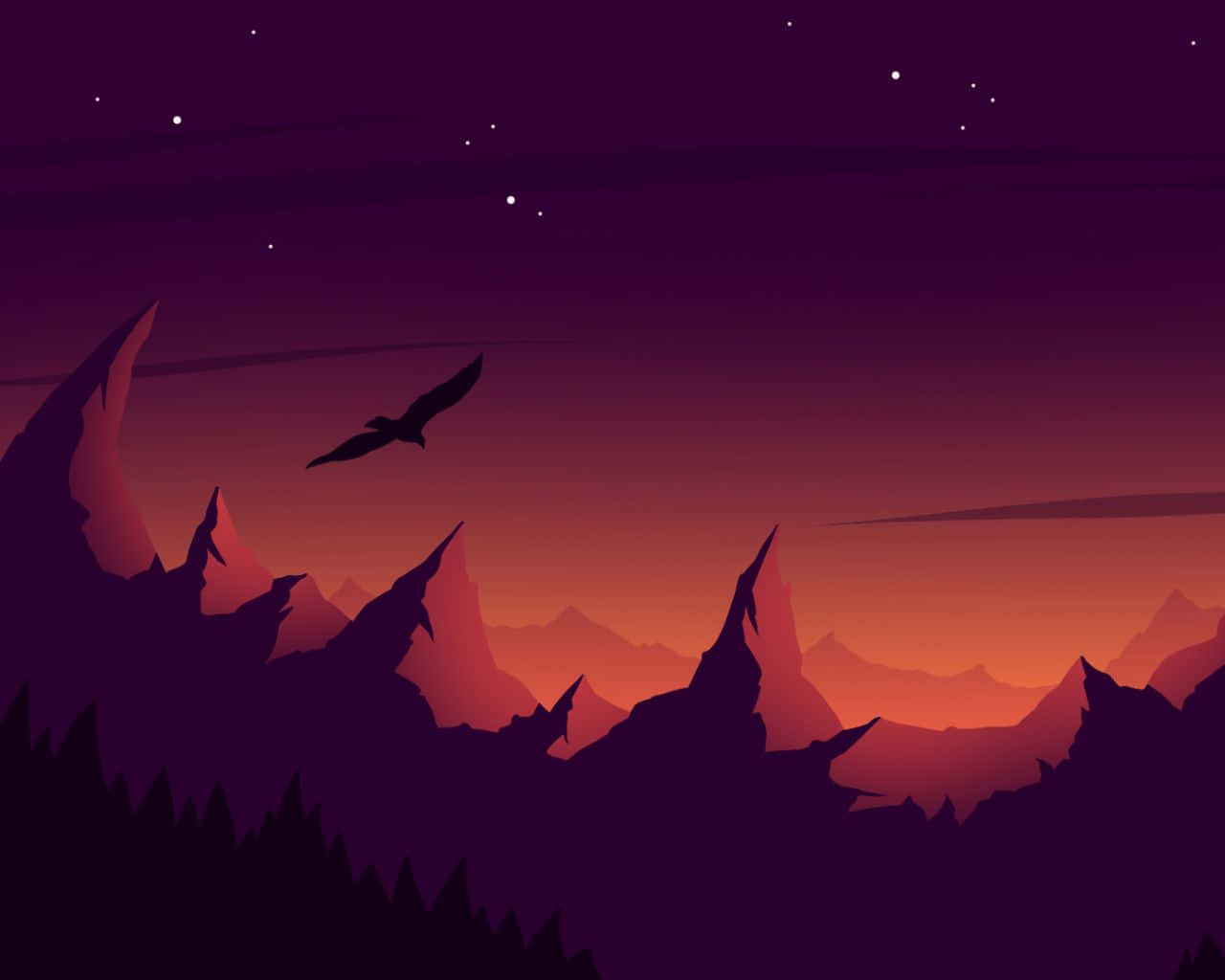 1280x1024, jagged mountain peaks, starry twilight sky, HD Desktop Wallpaper