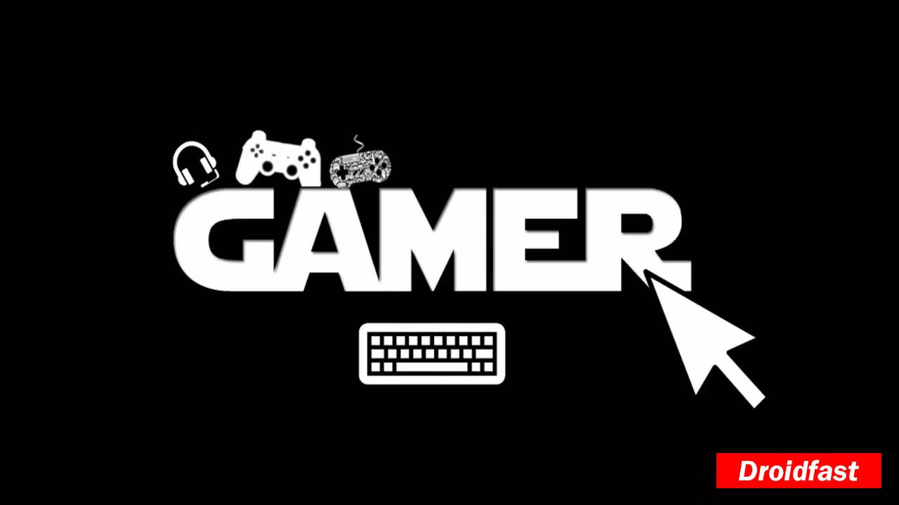 GAMER, black background, gaming icons, HD Desktop Wallpaper