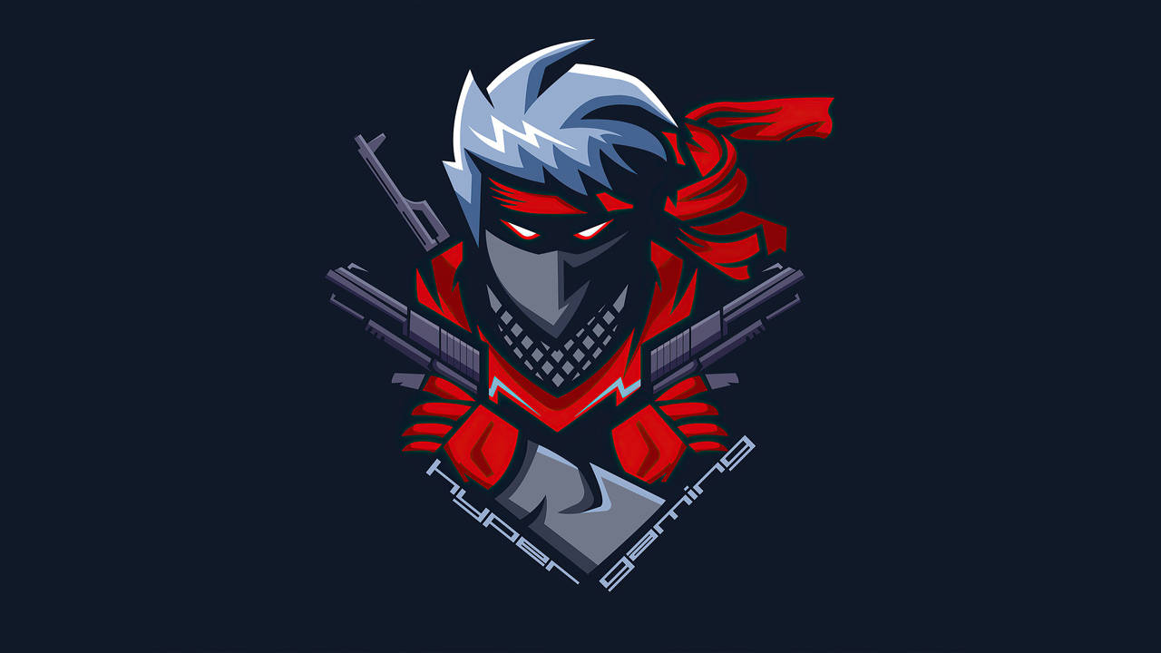 ninja warrior, red eyes, red scarf, HD Desktop Wallpaper