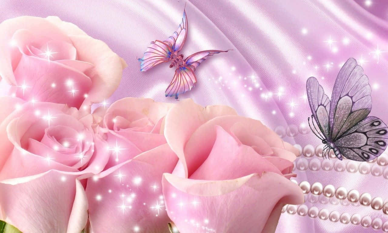 1280x768 rose, pink rose, shimmering purple satin, HD Desktop Wallpaper