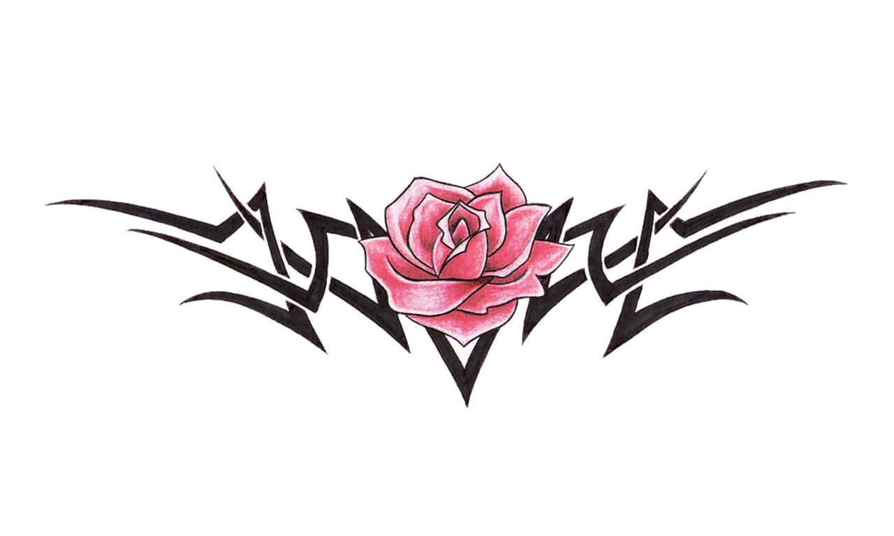 1280x768 rose, vibrant pink rose, bold black tribal slashes, HD Desktop Wallpaper