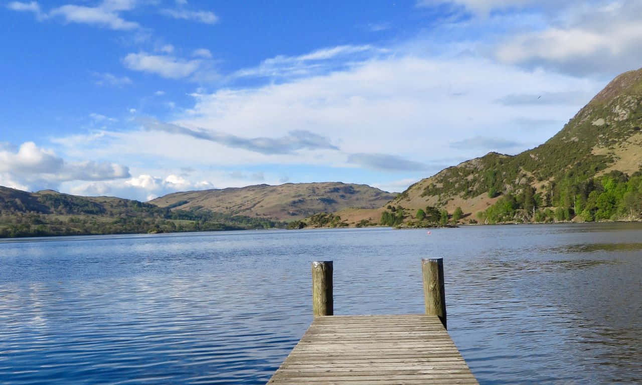 1280x768, wooden dock, calm blue lake, HD Desktop Wallpaper