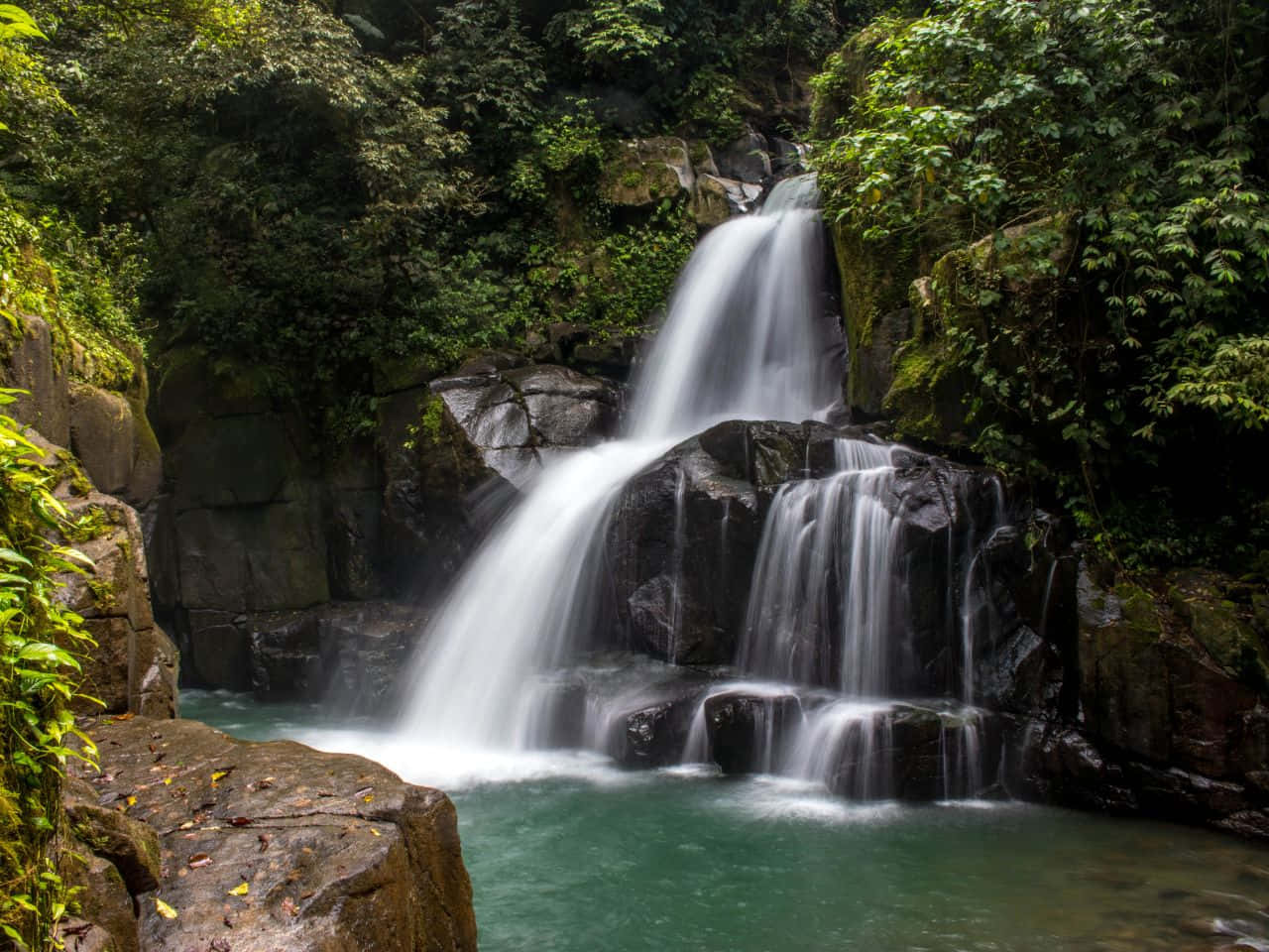 1280x960, waterfall, mossy rocks, HD Desktop Wallpaper