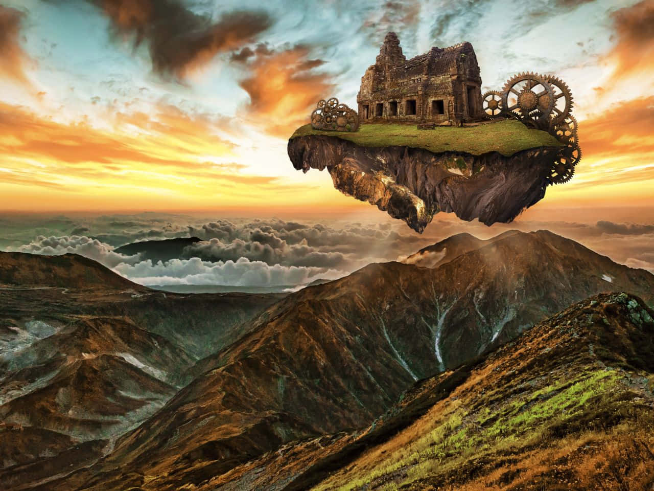 1280x960, floating island, crumbling castle, HD Desktop Wallpaper