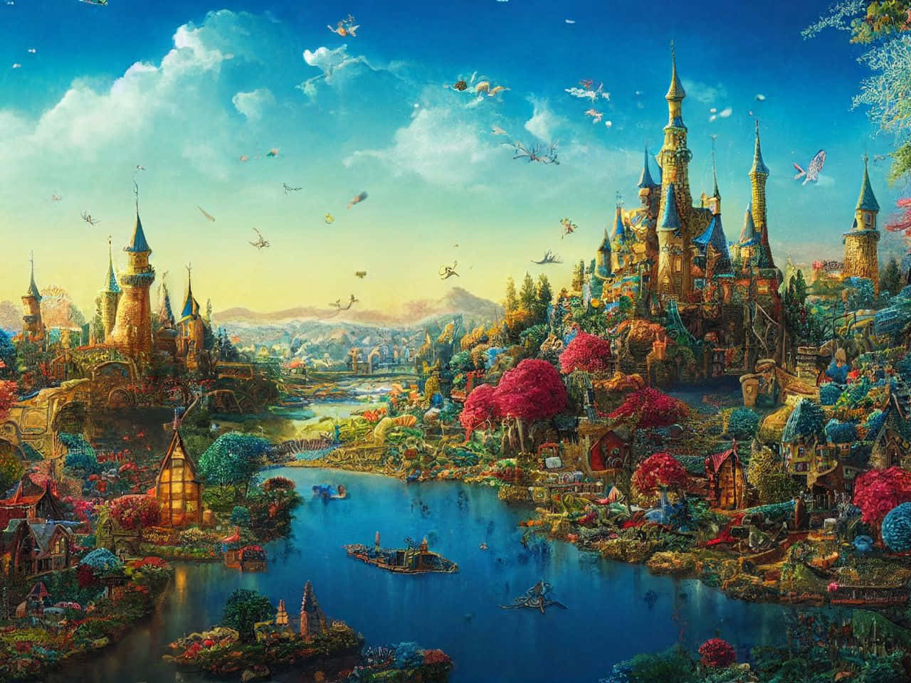 1280x960, fantasy kingdom, towering castles, HD Desktop Wallpaper