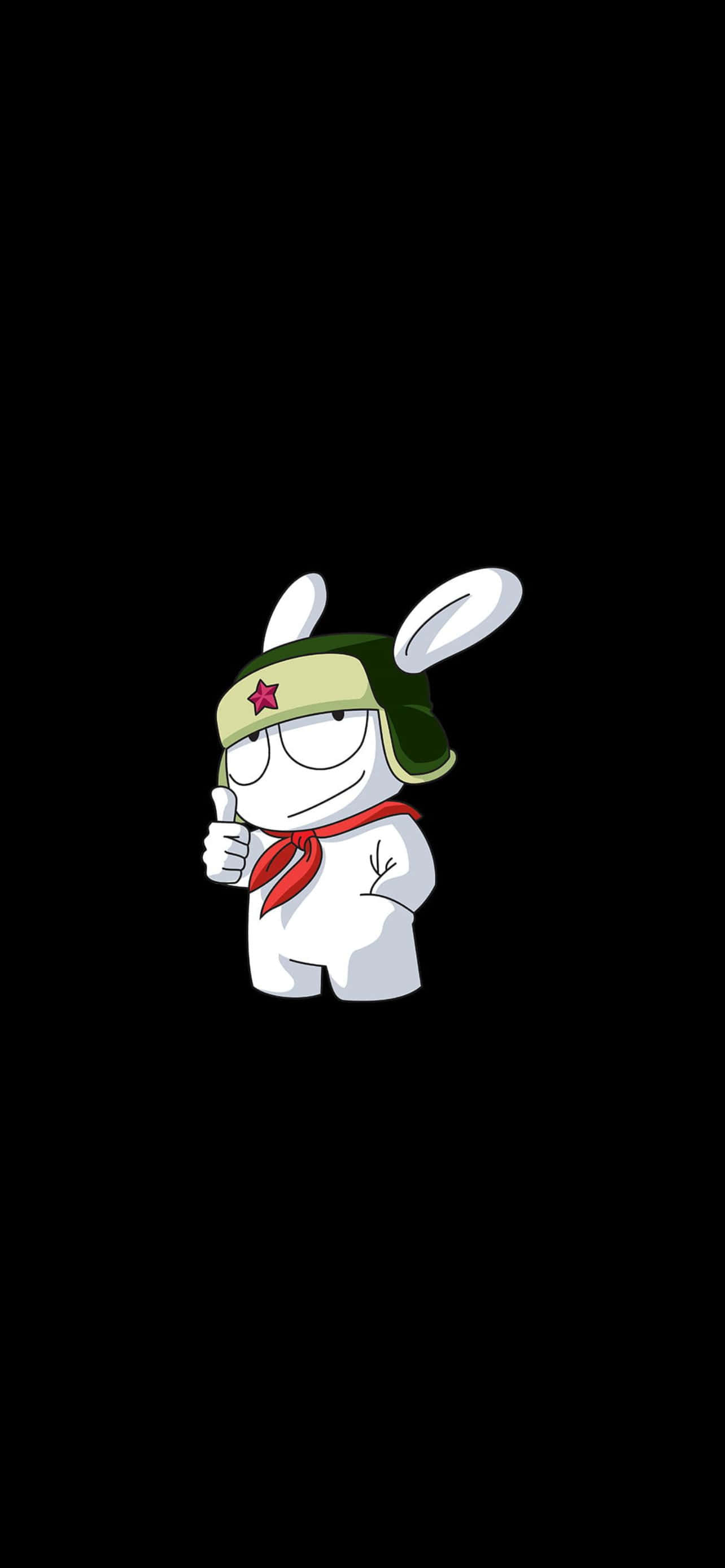 white cartoon rabbit, green military cap, red star, 2K Phone Wallpaper