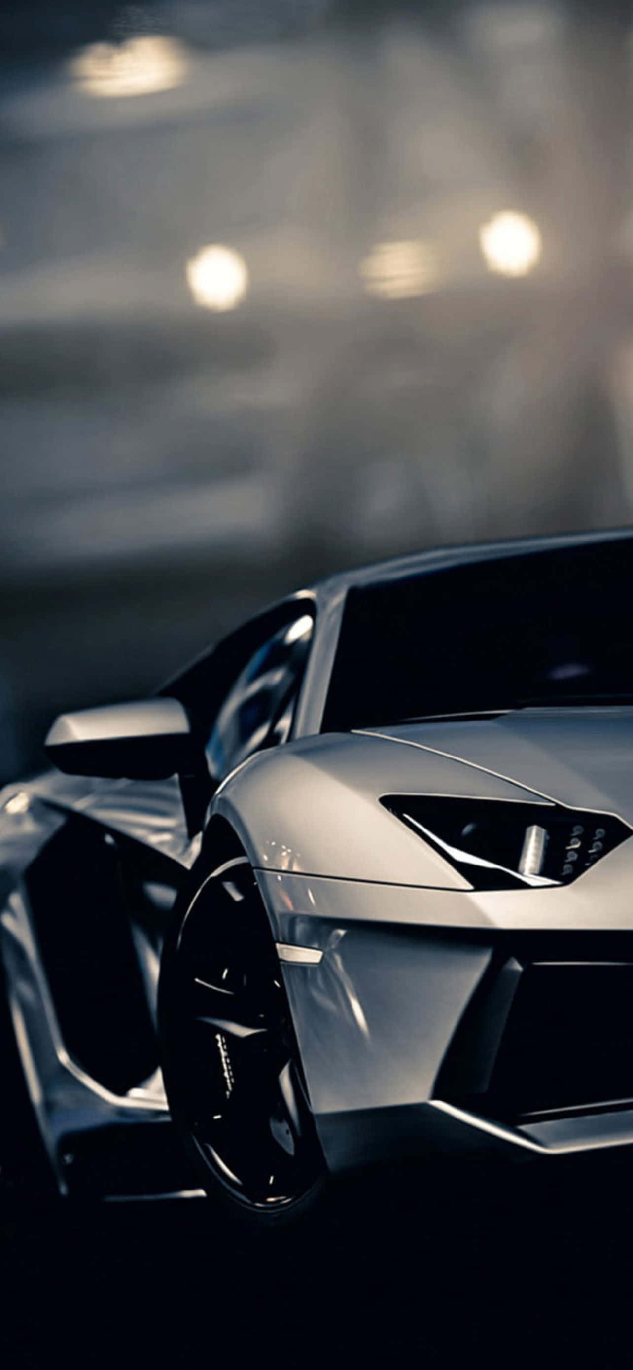 1284x2778, sleek silver sports car, misty night lights, 2K Phone Wallpaper