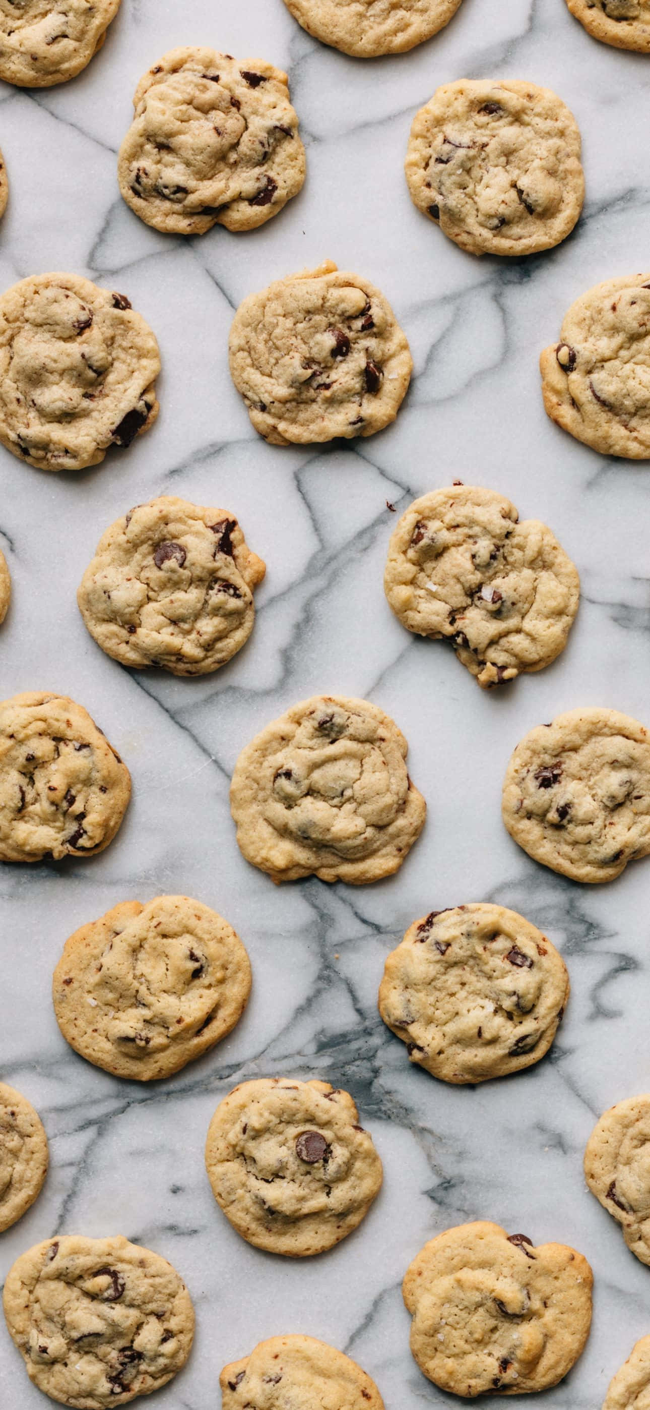 chocolate chip cookies, marble surface, white marble, 2K Phone Wallpaper