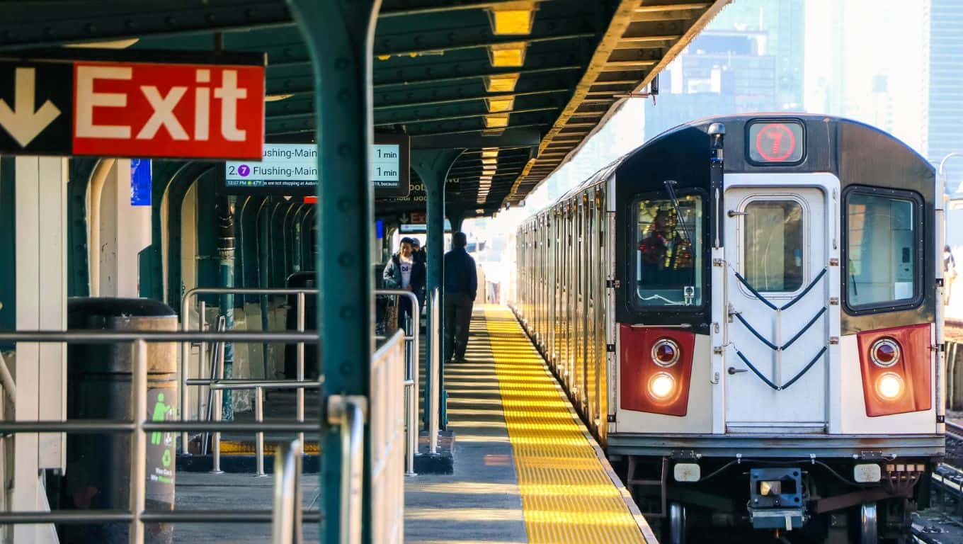 1360x768, subway train, elevated station platform, HD Desktop Wallpaper