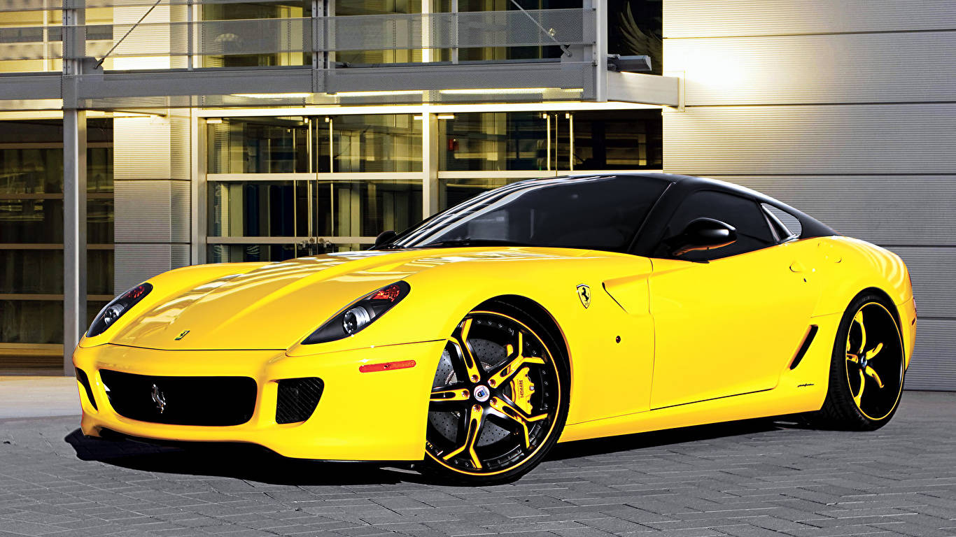 Ferrari, 599 GTB, yellow, HD Desktop Wallpaper
