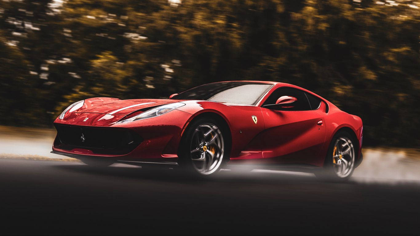 812 Superfast, Ferrari, vibrant red, HD Desktop Wallpaper