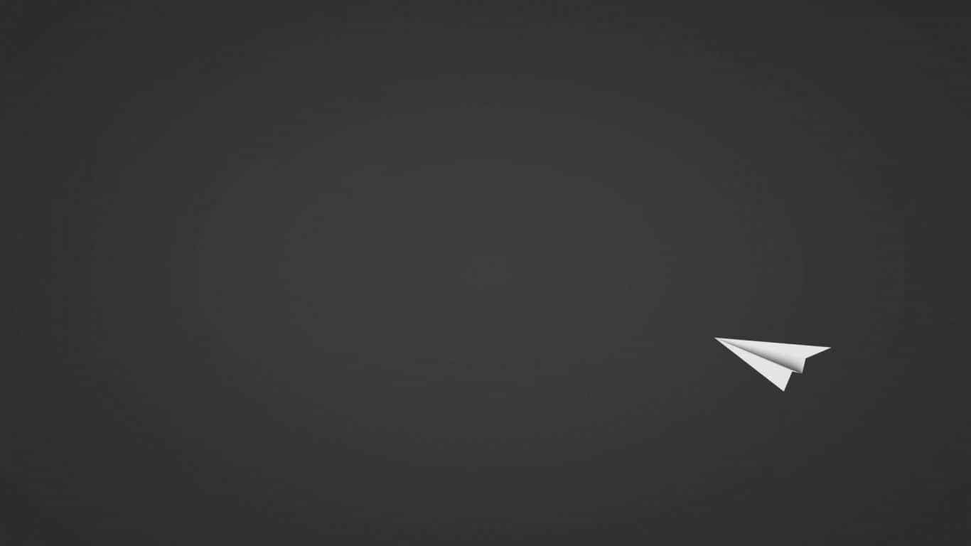1366x768 Minimalist, white paper airplane, dark gray gradient background, HD Desktop Wallpaper