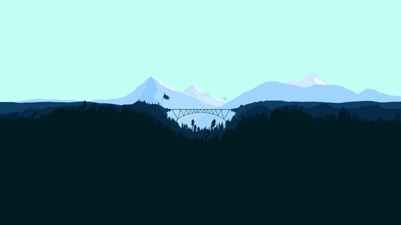 bridge, mountain, trees, HD Desktop Wallpaper